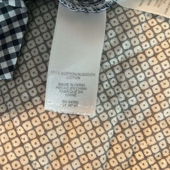 Womens Cotton navy Gingham Shirt. Jones New York. Tags say Lg. but fits like Med - Picture 9 of 12